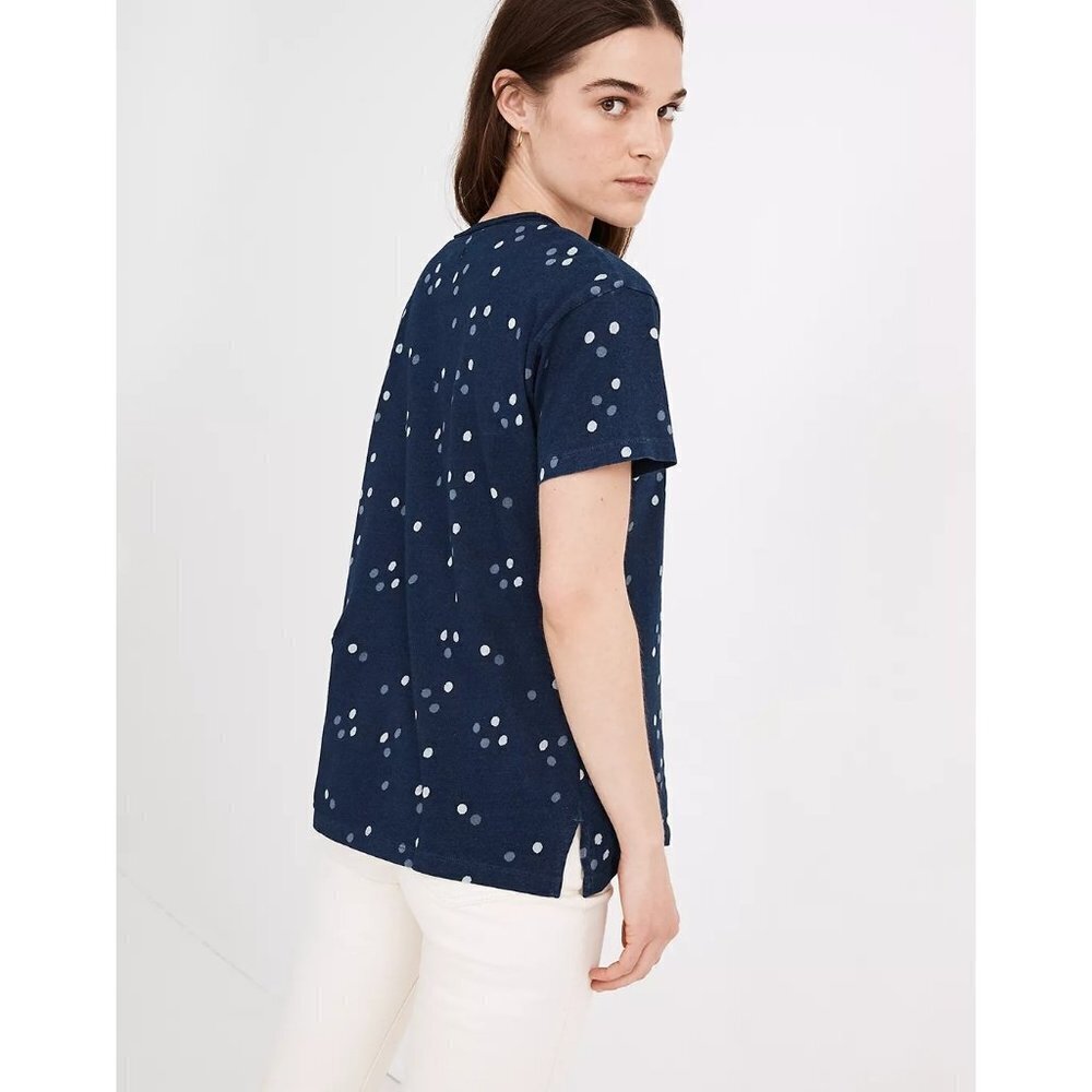 Madewell Soft Face Oversized Tee T-Shirt Indigo Dot Women's Size Small